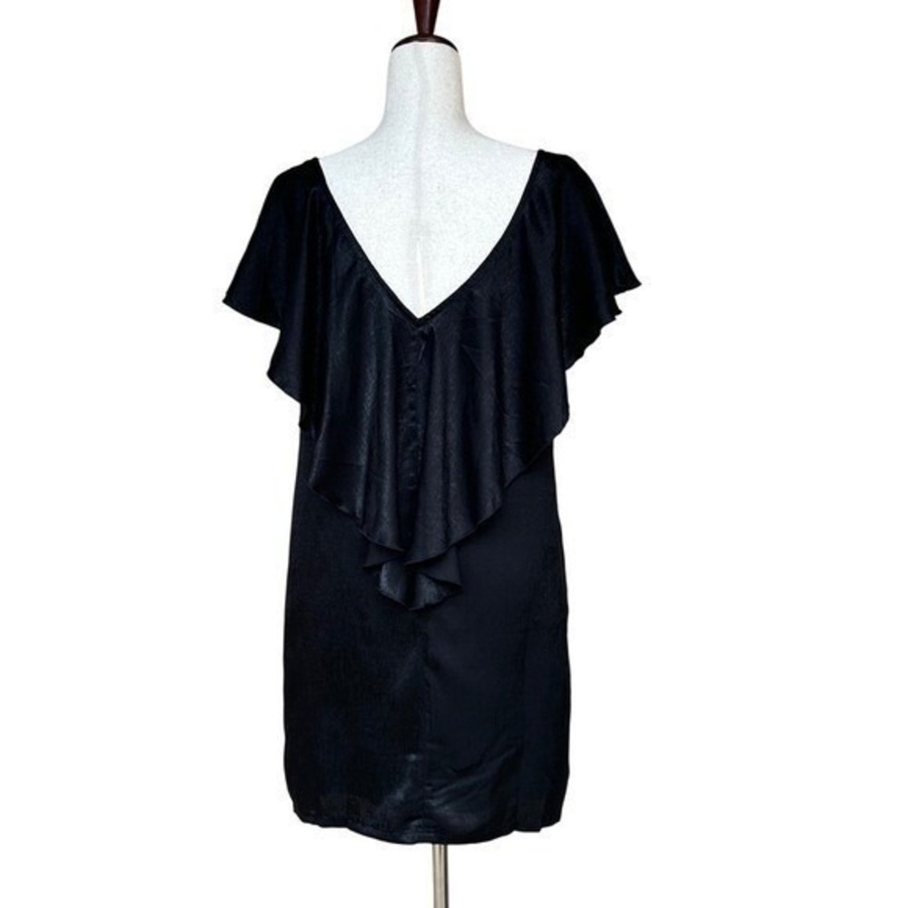 NWT Anthropologie The Odells Black Dress Ruffle Back Party Dress M Retail $198 - Picture 3 of 9